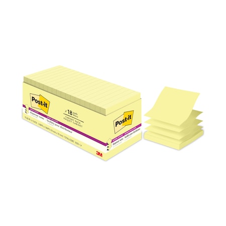Post-It Dispenser Notes Super Sticky Pop-up 3 x 3 Note Refill, Cabinet Pack, 3" x 3" Canary Yellow, 90 Sheets/Pad, PK18, 18PK 7100263175